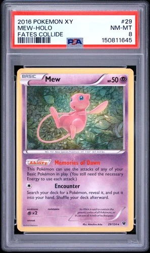 2016 POKEMON XY FATES COLLIDE #29 MEW-HOLO PSA 8