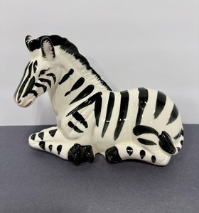 Vintage Lounging Ceramic Zebra Figurine Made In Japan