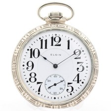 Antique 16s 1904 Elgin Mechanical Railroad Pocket Watch No. 270 White GoldFilled