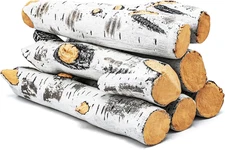 Gas Fireplace Logs, Birch Logs 7Pcs Fake Fireplace Insert, Faux Ceramic White Bi
