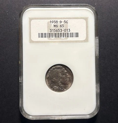 1938-D Buffalo Nickel — NGC MS65 Old Fatty Holder 🔥