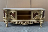 Casa Padrino Luxus Barock Tv Schrank Gold / Braun / Weiß 185 Cm - Barock MöBel