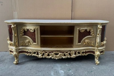 Casa Padrino Luxus Barock TV Schrank Gold / Braun / Weiß 185 cm - Barock Möbel - Bild 1 von 2