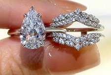 Wedding Ring Enhancer Set 18K White Gold Plated 3.5 Ct Simulated Diamond Size 10