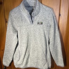 LL Bean Men  s Lightly Worn 1/4 Snap Pullover Fleece Knit Sweater Gray Sz L-REG