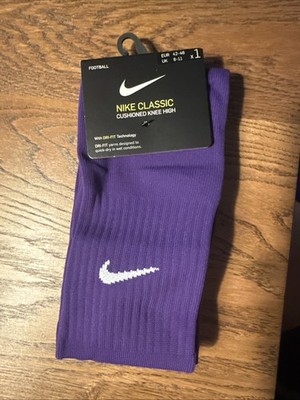 Nike Classic Cushioned Knee High Fußballstrümpfe, Größe 42-46, Violett