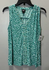 INC International Concepts  Sleeveless Top Gold Grommets Size Small Turquoise