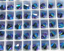 Swarovski 5301 8mm bicone beads Montana Blue AB2X 8pcs