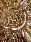 Vtg 18" GOLD SILK with GOLD Sequins Beads TEXTILE Flower Sunburst Applique — photo 4