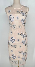 Calvin Klein womens size 10 Floral Embroidered Mesh overlay Sheath Dress pink