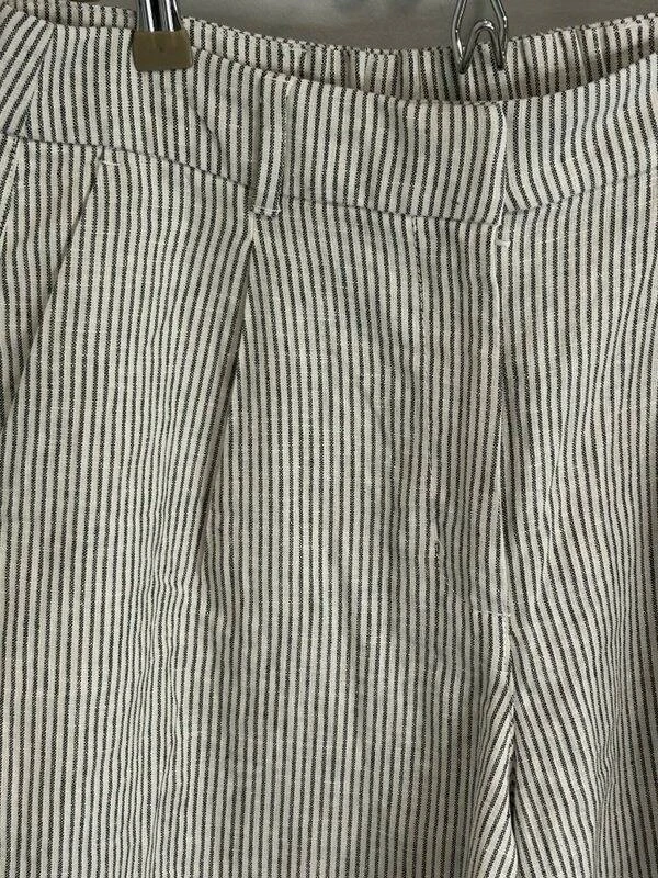 Old Navy Linen Blend Cream Stripe High Rise Taylor Shorts 6" Inseam New L - Image 4 of 4