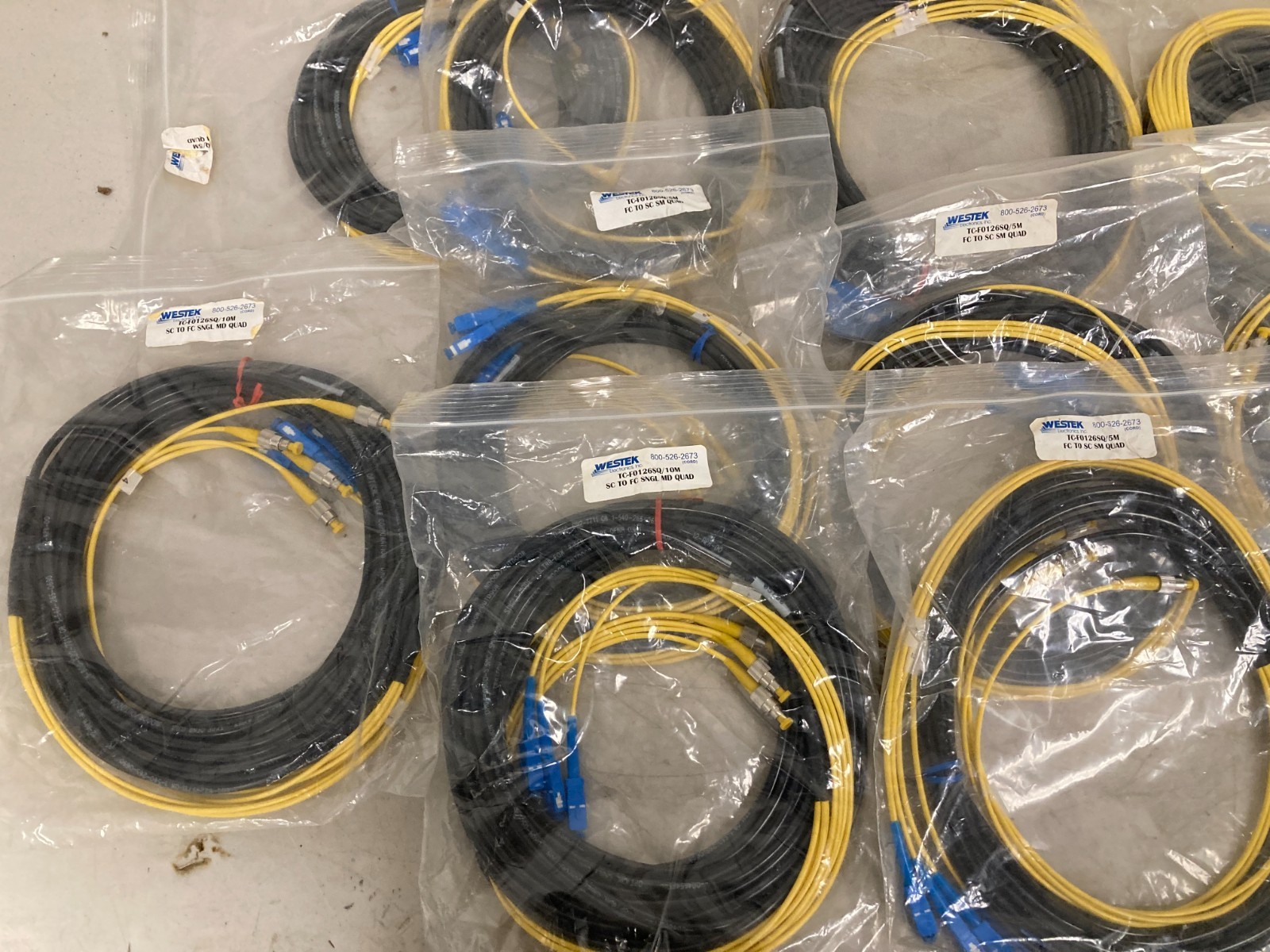 Lot of WESTEK TC-FO126SQ/10MSC TO FC SNGL MD QUAD Single Mode Quad Fiber