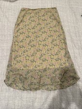 Wild Fable Small Floral Sheer Lined Midi Skirt Yellow Spring Summer Small