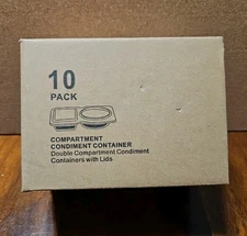 10 Pack Double Compartment Condiment Container with Lids - Reusable Snack Pack