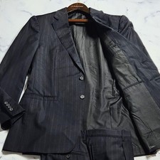 Versace Suit Set Black Navy Striped Lining Medusa Logo Size 52 XXL Mens