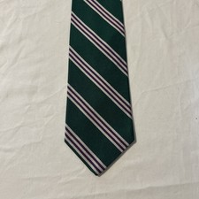 Brooks Brothers Makers Repp Silk Striped Necktie Green Burgundy 3.75"W 56.5"L
