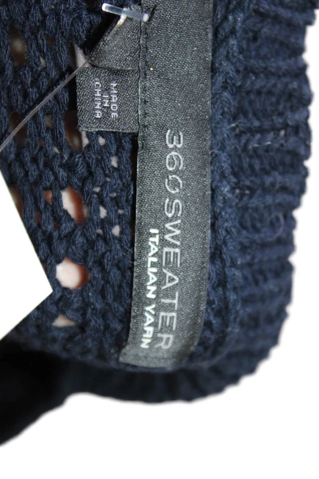 360 Свитер женщин длинным рукавом декольте открытый вязаный свитер темно-синий хлопок маленький - Изображение 4 из 4