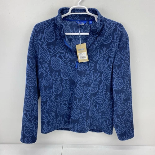 Chubbies jacket Men Large pine by me 1/4 zip fleece pineapples Sweater Blue image 2