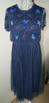 Asos Umstands-Midikleid UK 10 Navy EU 38, US 6 Made in India
