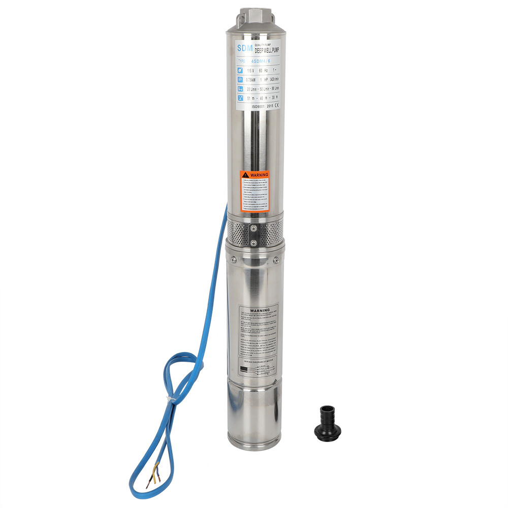 196.8FT Deep Well Submersible Pump Stainless Steel Water Pump 1HP 115V 30GPM