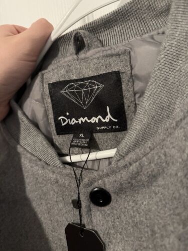 VINTAGE Diamond Supply Jacket Mens XL Gray New Deadstock Bomber - Picture 4 of 5