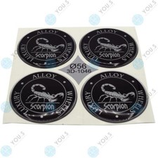 4 x YOU.S Nabenkappen Silikon Aufkleber 56,0 mm - schwarz silber Skorpion Logo