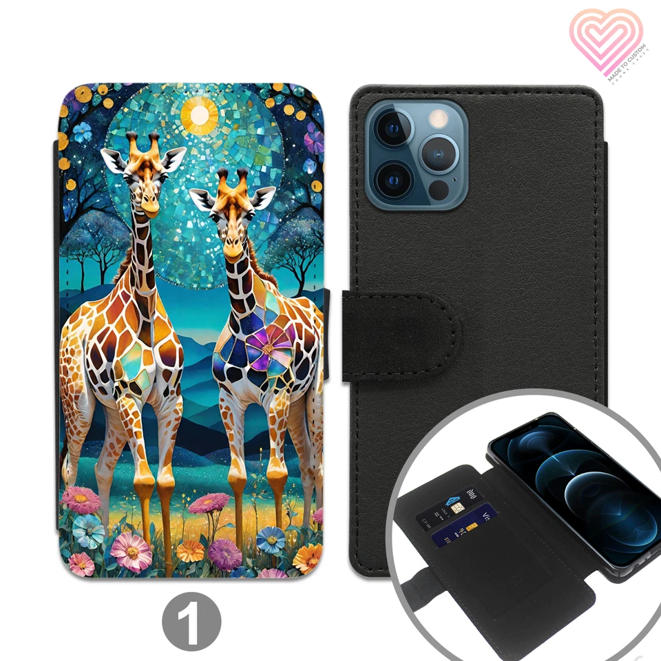 Giraffe Leather Flip Wallet Phone Case Cover For Apple iPhone Samsung Galaxy 754 - Image 2 of 4