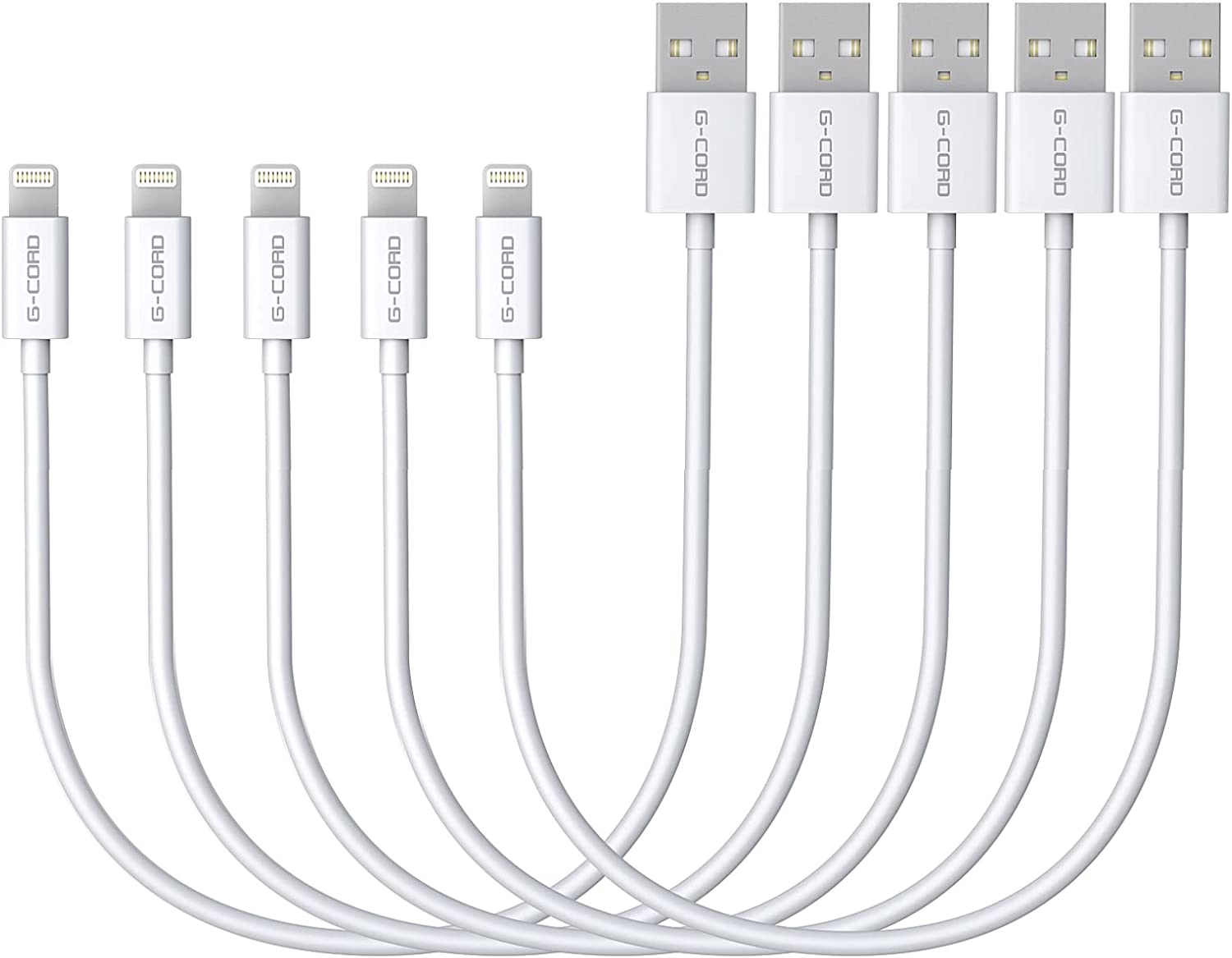 Apple MFI Certified 5-Pack 7-Inch Lightning USB Charging Sync Cables