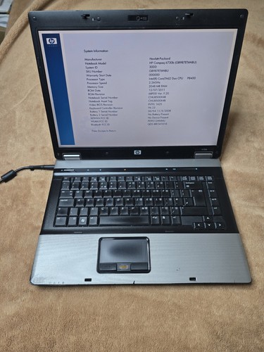 HP compaq 6730b laptop Intel core2 duo CPU P8400 @ 2.26GHz 2GB RAM For Parts