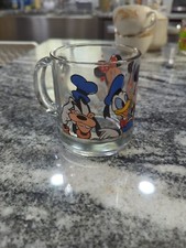 Mickey Mouse & Friends Clear Glass Coffee Mug Tea Cup 12 oz ~ USA Made