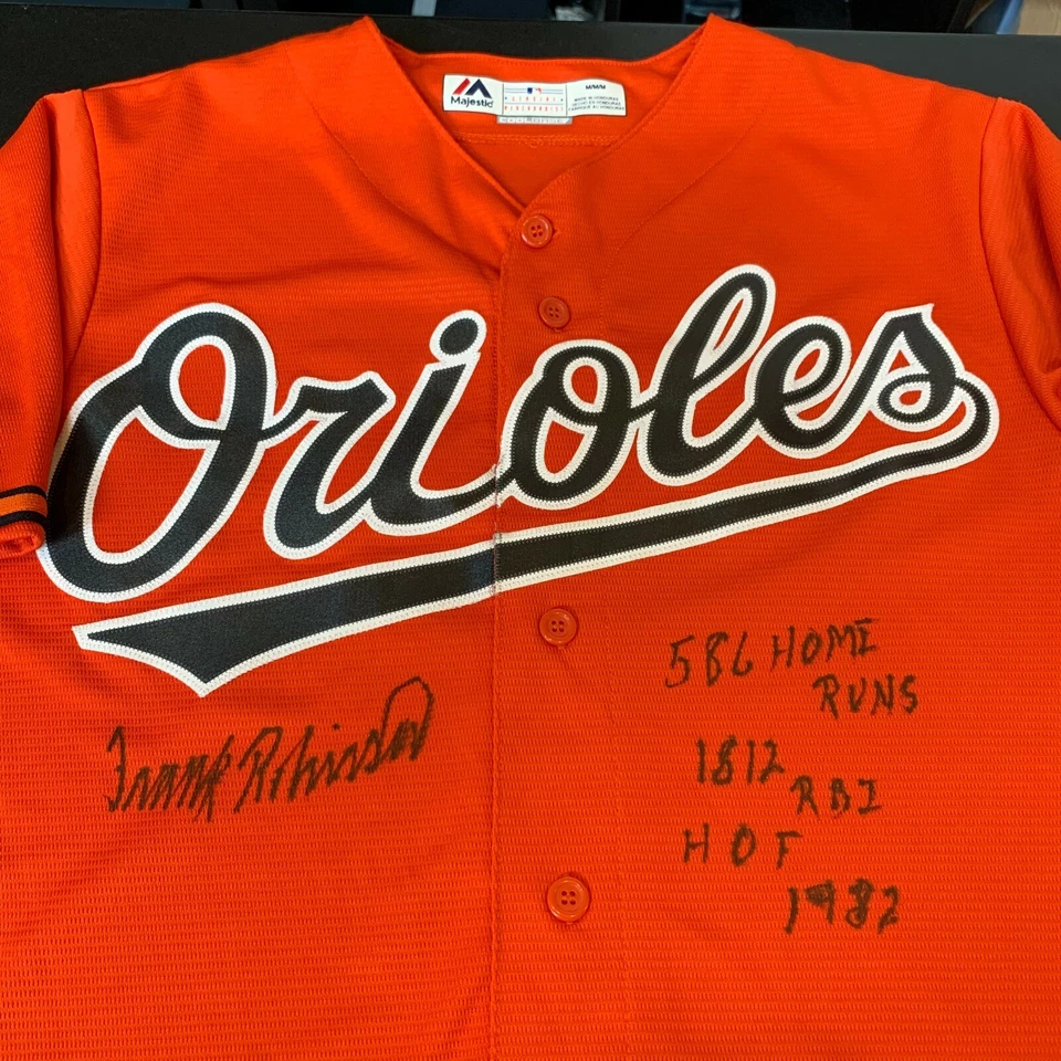 Frank Robinson Signed Heavily Inscribed Stats Baltimore Orioles Jersey PSA DNA - Image 4 of 4
