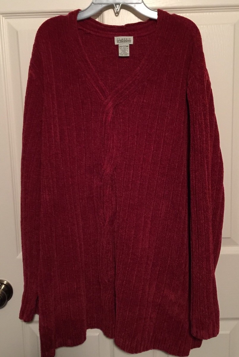 CLASSIC ELEMENTS ニット Classic Elements Red Knit Sweater size 20 / 22 W Woman's Cabled