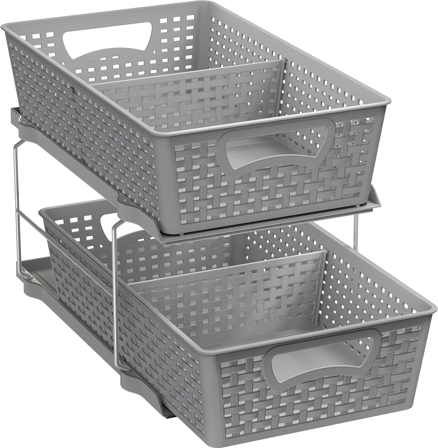 2-Tier Sliding Drawer Under-Sink Organizer Tray in Grey
