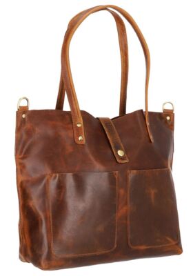 HANDMADE Umhängetasche Damen Leder Shopper Tasche Schultertasche Groß Tote Bag 