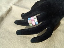 925 Sterling  Mother of Pearl inlay mosaic ring size 6.5