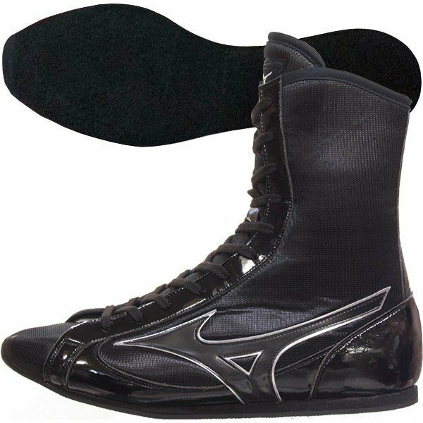 Authentic Mizuno Boxing Shoes Mid Black Black Silver made in JAPAN BTO