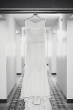 wedding dress designer BHLDN lace train unique no wear 