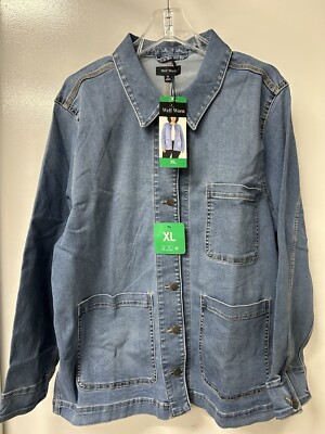 Well Worn Denim Button-Down Jean Barn-Chore Jacket in Light-Wash size XL