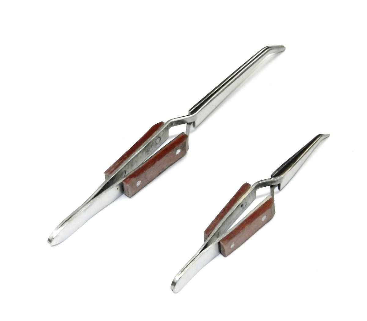2-Piece Cross Lock Tweezers Set – Bent Tip, Fiber Grip, Self-Closing For Soldering & Jewelry