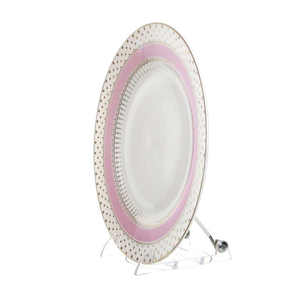 Juego de 4 platos de postre para ensalada Grace Teaware PIN DOTS ROSA 8" porcelana dorada como nueva Foto 4 de 4