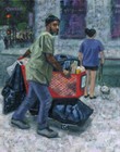 OIL PAINTING, HOMELESS MAN ON A CITY STREET, SELLING PRICE GOES TO CHARITY!!!!!! — photo 1