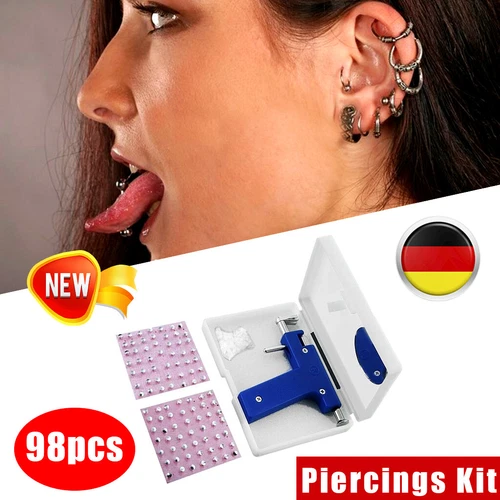 Neu Ohr Piercing Gun Ohrloch Pistole Nase Nabel Körper Pierce mit 98 Ohrstecker - Bild 3 von 9