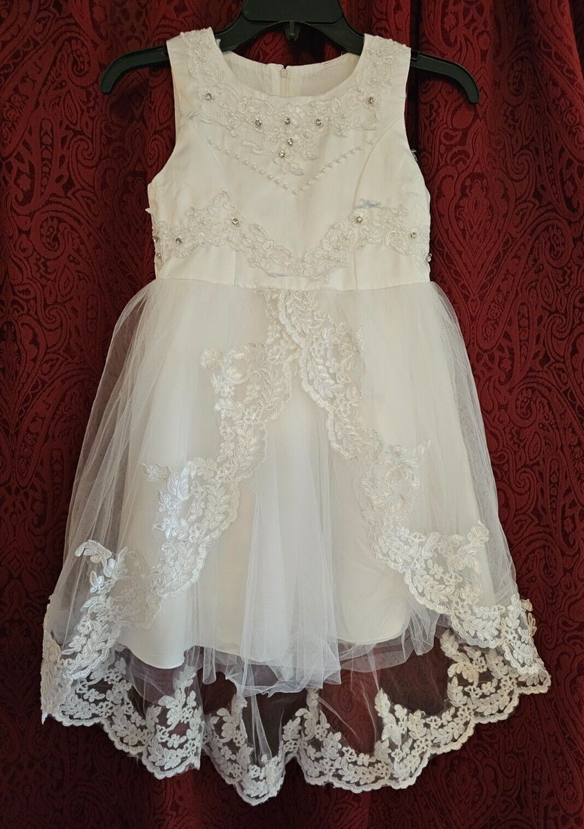 GIRL DRESS Fancy Lacy White Size 10 (see measurements) Wedding