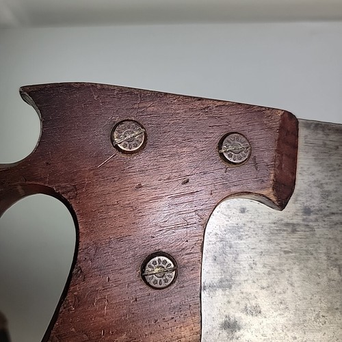 UNUSUAL VINTAGE ANTIQUE 28-1/2" HAND SAW ODD HANDLE HARDWARE 5-1/2 TPI w/ PATENT - Picture 11 of 24
