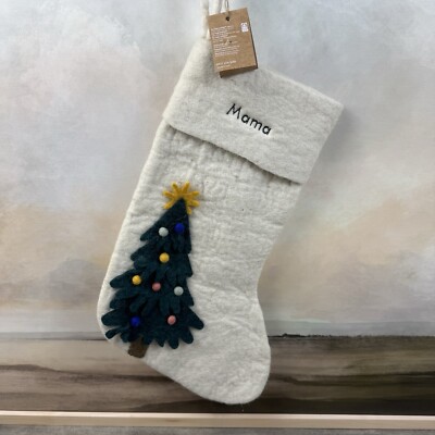 west elm x pbk Christmas Tree Felt Stocking Monogrammed  Mama  NWT