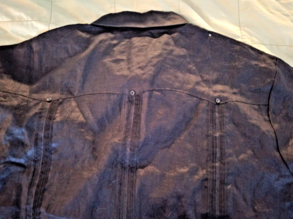 8x Nueva Camisa Guayabera Colección Mojito Hombres Manga Corta Negro Jet Talla 8x Lino Foto 3 de 4