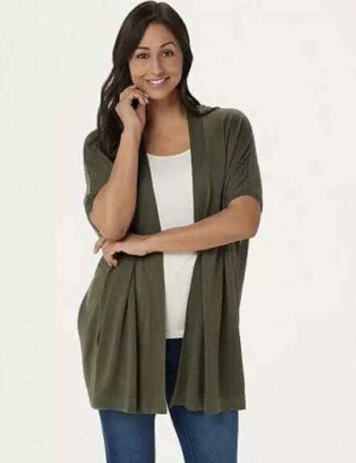 Short sleeve open store front sweater