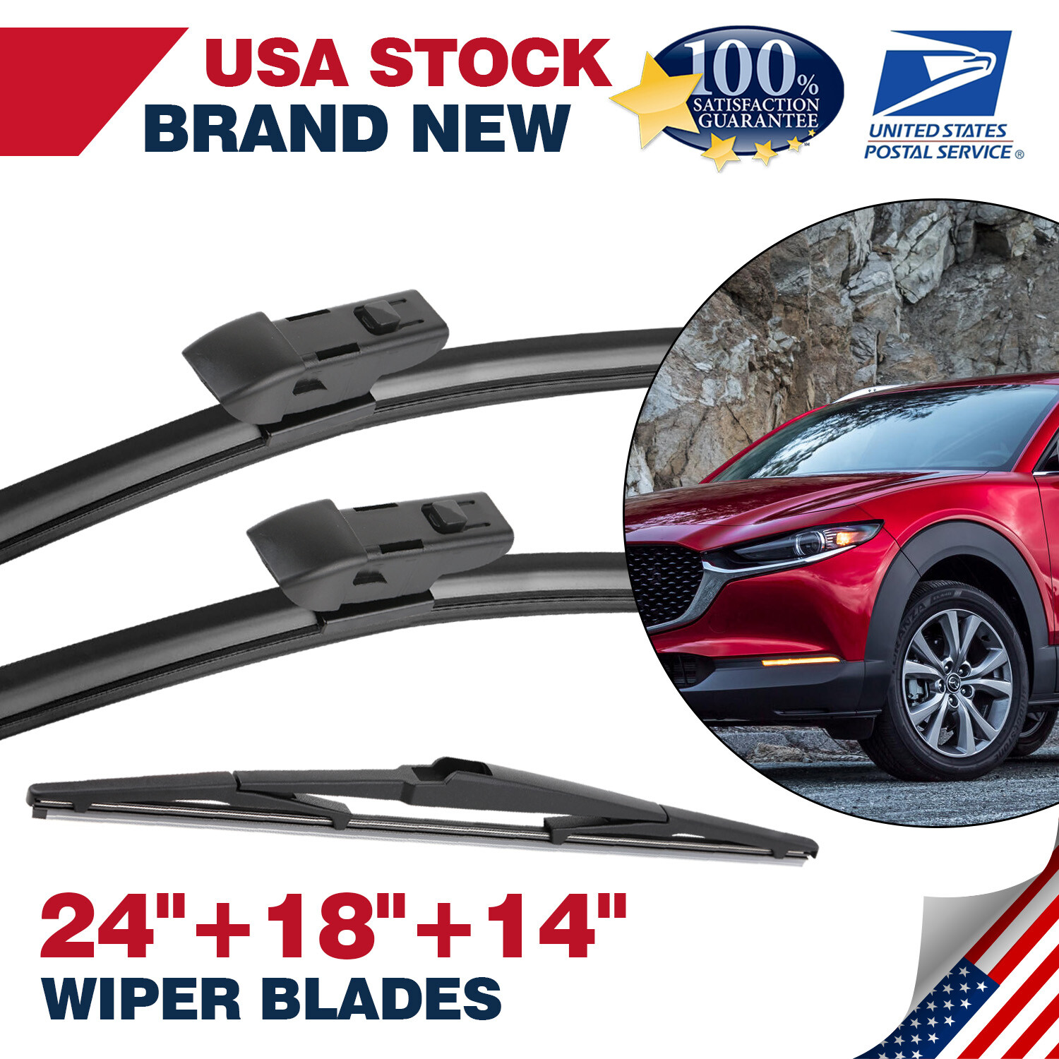 OEM Windshield Wiper Blades Set 24 18 14 Inch Front & Rear Replacement