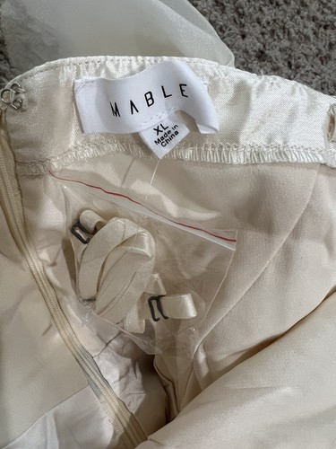 Nuevo con etiquetas Mini Vestido Mable Alvin Rifa Manga Abullonada Acanalado Blanco Crema Talla XL - Imagen 8 de 12