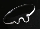 AJ Hallmarked 925 Sterling Silver Wavy Single Crystal Side Clasp BANGLE - 10.3 g